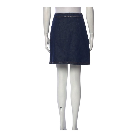 Sandro Paris Studded Denim Mini Skirt Size 4 US Dark Blue Edgy Modern Designer - Picture 7 of 15